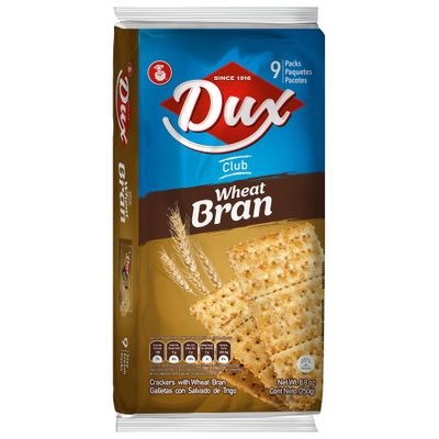 Dux, Wheat Crackers, High in Fiber, Enjoy Anytime, 8.82 Ounce, 1 Box contains 4 Bags, each with 9 Individual Packs and every pack includes 3 Crackers, totaling 36 crackers per box.