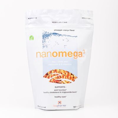 Biopharma Scientific Nanomega: Vegan Omega-3 DHA Powder, Fish Oil Alternative from Golden Flaxseed for Heart, Brain, &amp; Joint Health, Pineapple Orange Flavor, 30 Servings