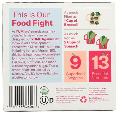 Yumi Strawberry and Rhubarb Organic Bar 3.7 OZ