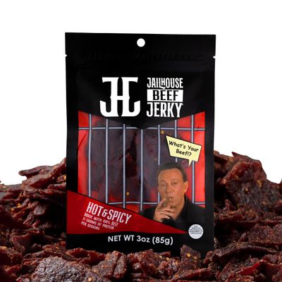 JailHouse Beef Jerky Hot &amp; Spicy Pack  Tony Darrow&#39;s Premium Beef Jerky Snack  High-Protein Jerky  Carnivore Snax  All-Natural &amp; Flavorful Gluten freeBeef Jerky Gifts for MenPoker Table Snacks