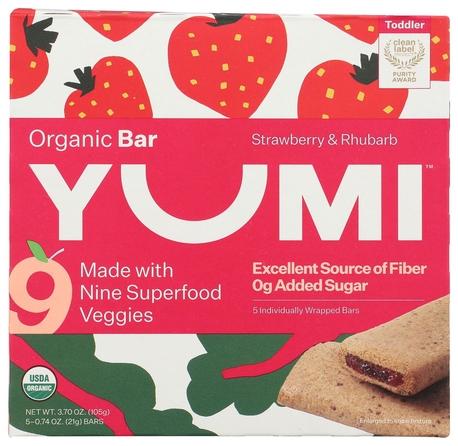Yumi Strawberry and Rhubarb Organic Bar 3.7 OZ