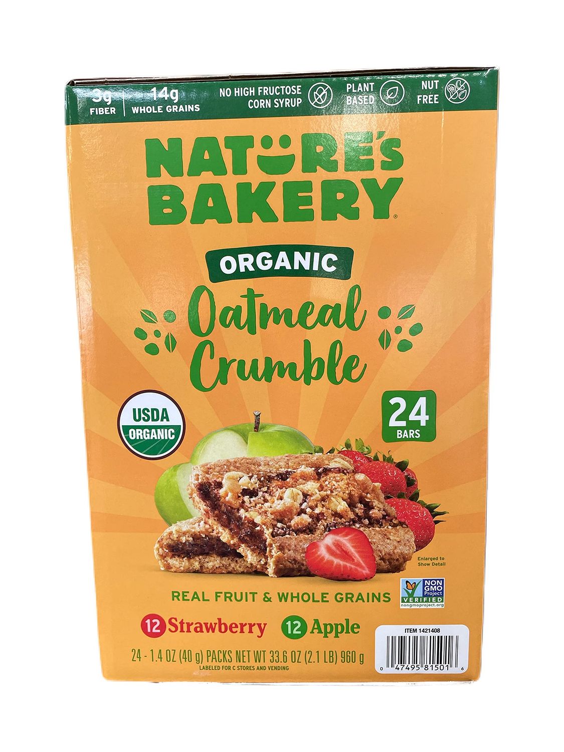 Nature&#39;s Bakery Organic Oatmeal Crumble, 24 Bars