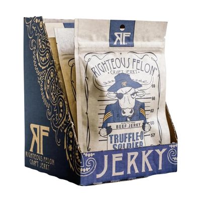 Righteous Felon Craft Jerky Snack, Truffle-O-Bill Beef Jerky, Made in America, 2 Ounce (Pack of 8)