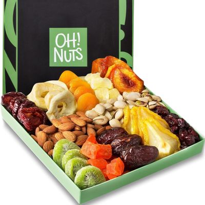 Oh! Nuts Dried Fruits and Nuts Gift Basket - Premium, Healthy Assortment of Nuts &amp; Dried Fruits, Grown and Traditionally Crafted in the USA, Sealed Fresh in Individual Packs (Green box)
