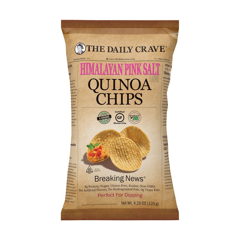 The Daily Crave Himalayan Pink Salt Quinoa Chips, 4.25 Oz (Pack Of 8) 4g Protein, 2g Fiber, Gluten-Free, Non-Gmo, Crunchy