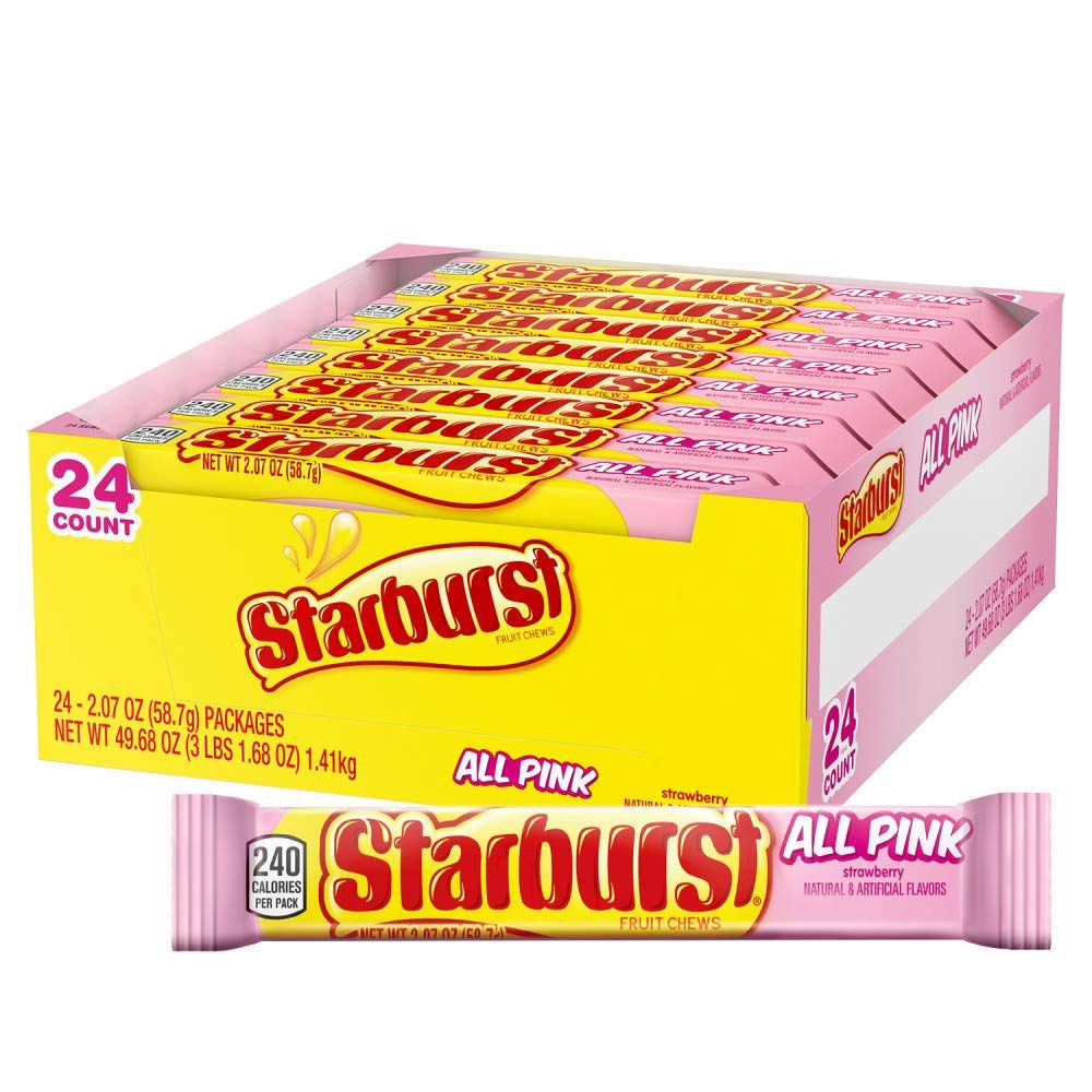 STARBURST All Pink Chewy Candy Bulk Pack, 24 Full Size Packs, All Pink Bulk Box