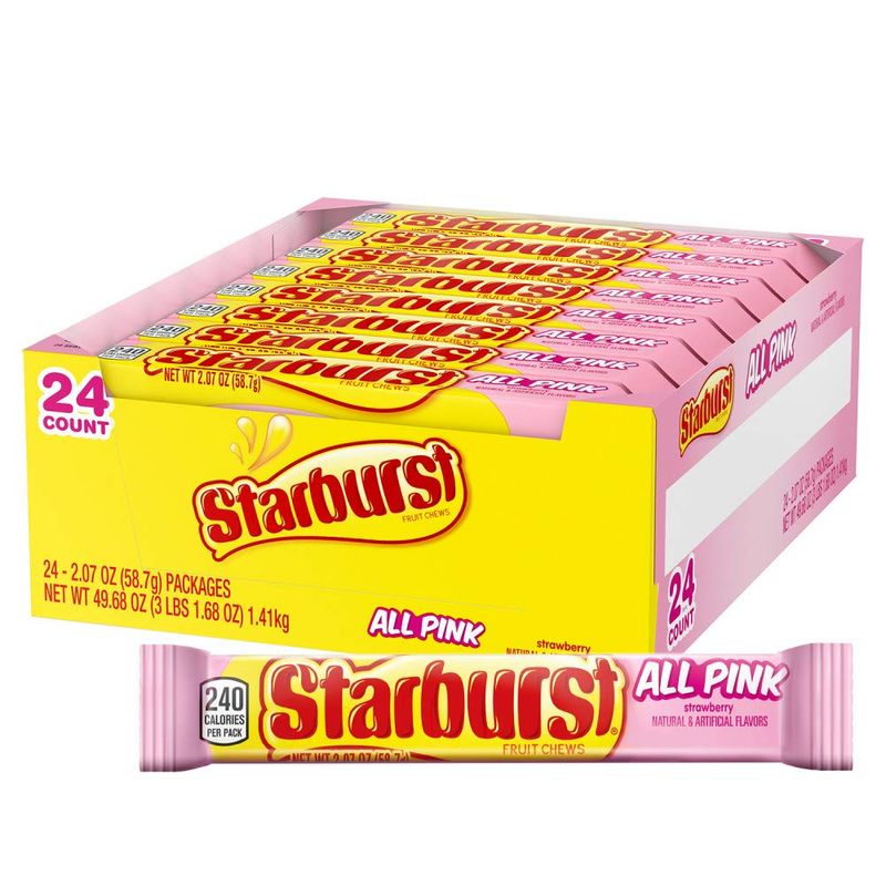 STARBURST All Pink Chewy Candy Bulk Pack, 24 Full Size Packs, All Pink Bulk Box