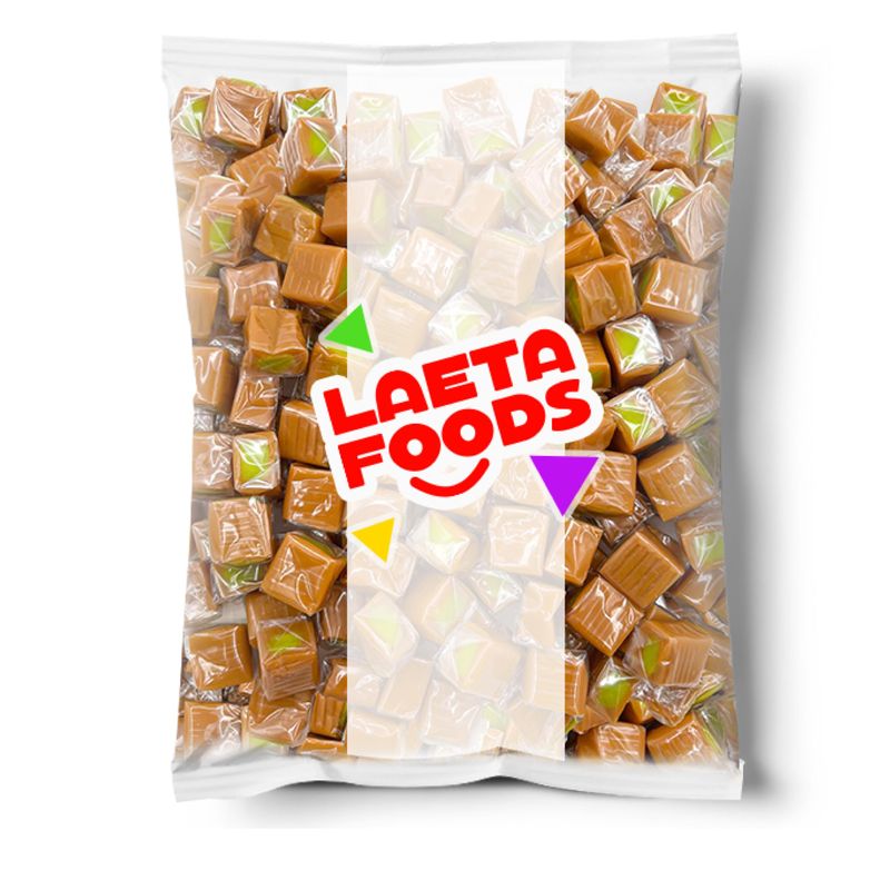 Caramel Cubes Candy  1 Pound Bag - Approx. 75 Count  Green Apple Filling  Individually Wrapped