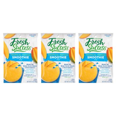 Concord Foods Tropical Mango Smoothie Mix - Fruit Flavor with No Artificial Flavors, Colors, or Preservatives - Ideal for Fresh Fruit Smoothies - 1.8 oz Pouch for Healthy Smoothies (Pack of 3)