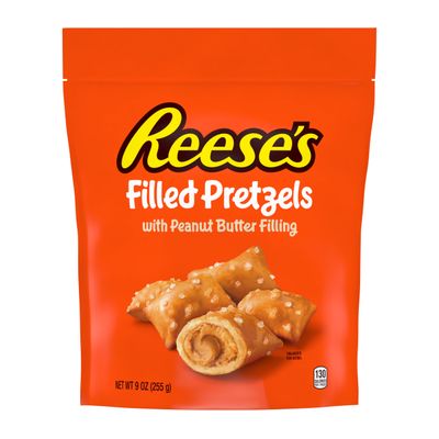 Reese&#39;s Filled Pretzels, Peanut Butter Pretzel Nuggets, Crunchy, Ready to Eat, Sweet and Salty Snack, 9oz Resealable Bag