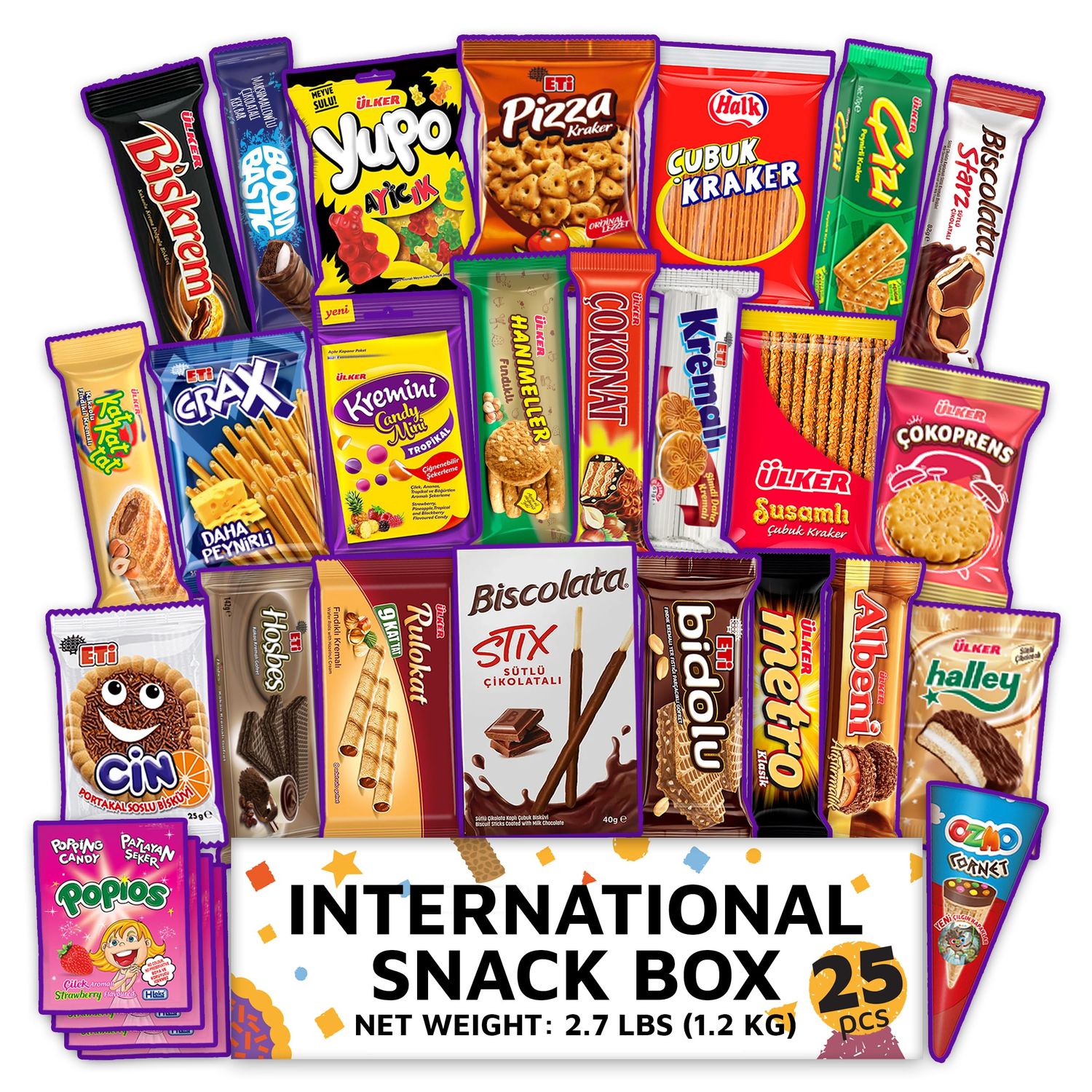 Eastanbul International Snack Box, Premium 25 Full-Size Foreign Snack Box, From Around The World International, Sweet, Savory, Chewy, Crunchy