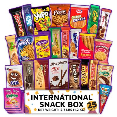 Eastanbul International Snack Box, Premium 25 Full-Size Foreign Snack Box, From Around The World International, Sweet, Savory, Chewy, Crunchy