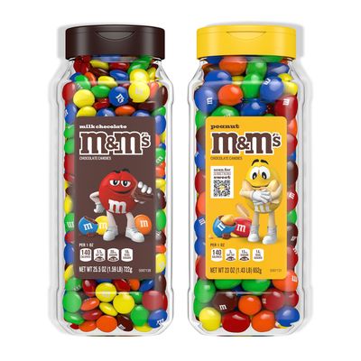M&amp;Ms Milk Chocolate and M&amp;MS Peanut Bulk Candy Jars, Assorted Chocolate Candies, Party Size Bulk Candy, Movie Night Snacks, Resealable and Recyclable, 48.5 Oz Total (Pack of 2)