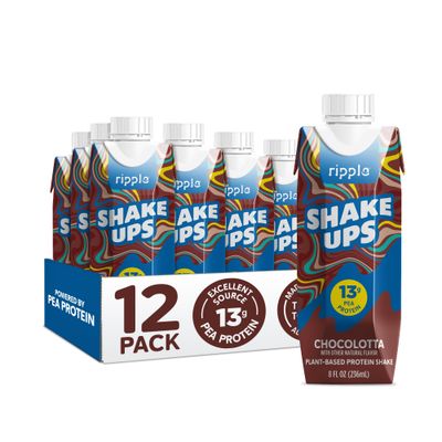 Ripple Kids Chocolate Plant Based Shake Ups  13g of Quality Sourced Pea Protein, Calcium Rich  Shelf Stable  Vegan &amp; Non GMO  Dairy, Soy, Nut, Gluten &amp; Lactose Free  8 Fl Oz Cartons (Pack of 12)