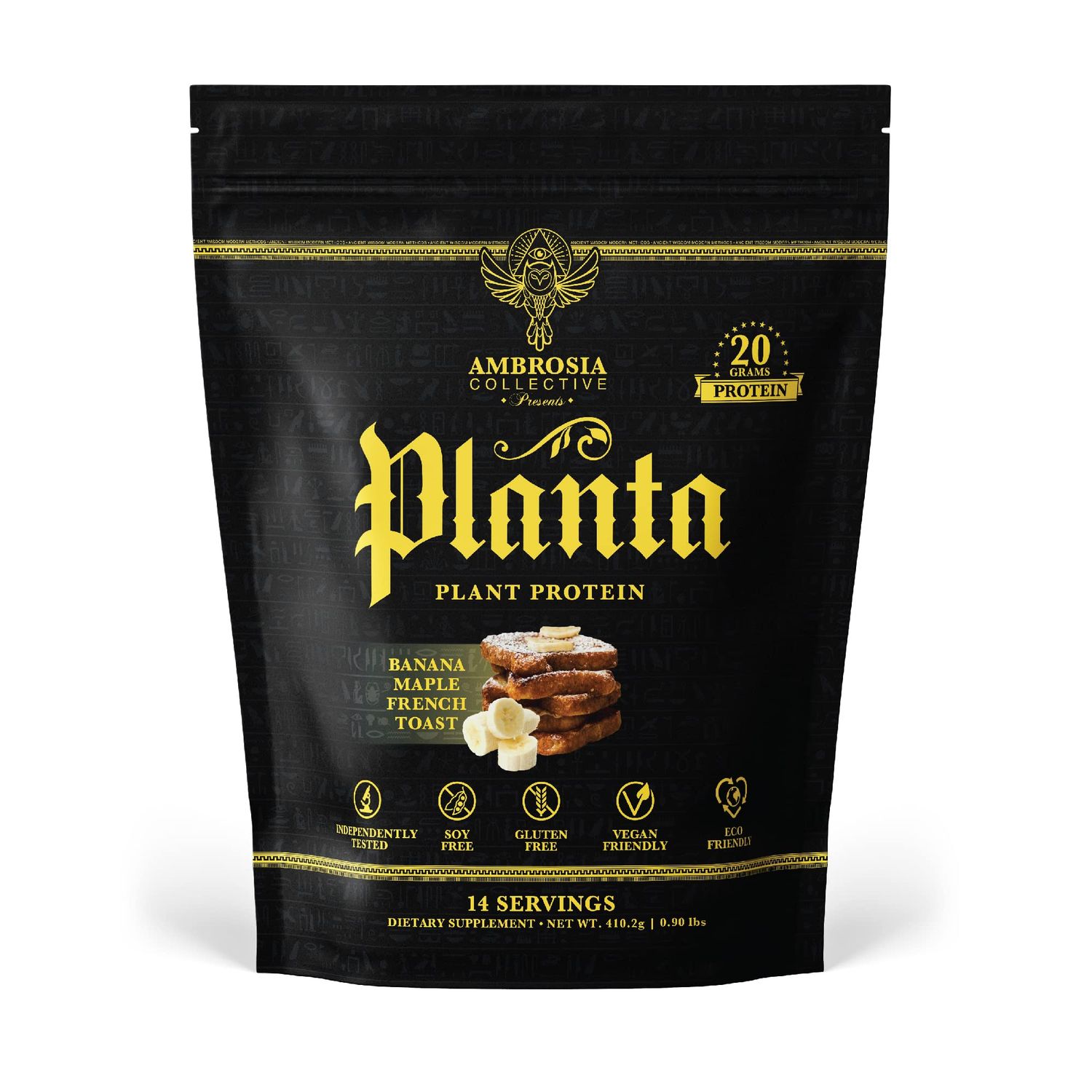 Ambrosia Planta - Premium Organic Plant-Based Protein  Vegan &amp; Keto Friendly  Gourmet Flavors with No Bloating or Stomach Upset  No Added Sugar  14 Servings  (Banana Maple)