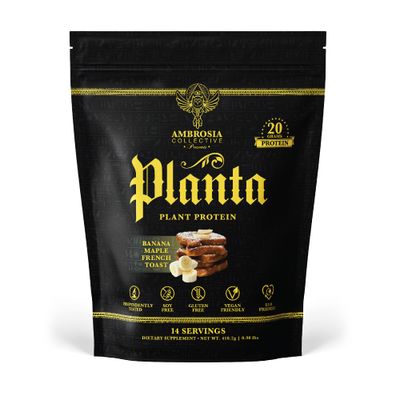 Ambrosia Planta - Premium Organic Plant-Based Protein  Vegan &amp; Keto Friendly  Gourmet Flavors with No Bloating or Stomach Upset  No Added Sugar  14 Servings  (Banana Maple)
