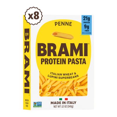 Brami 8 Pack Penne Pasta  Made with Semolina Wheat &amp; Lupini Beans  High Protein &amp; Fiber, Low Carb Healthy Low Carb Healthy Italian Dry Pasta  12 Ounce - Made in Italy