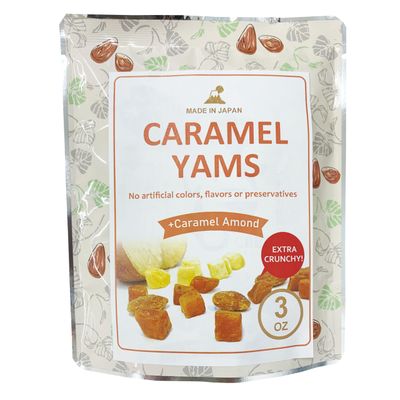 Caraimo Sweet Potato Snack by e-to  Made in Japan  No Artificial Flavors, Colorings, or Preservatives  Kyushu Sweet Potatoes (1 pack, Caramel Almond)