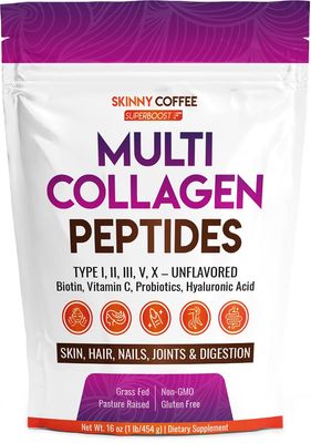 Multi Collagen Peptides - Unflavored Collagen Peptides Protein Powder, Type I,II,III,V,X with Biotin, Hyaluronic Acid, Vitamin C For Women &amp; Men, Supports Skin, Nails &amp; Joint, Non-GMO (41 Servings)