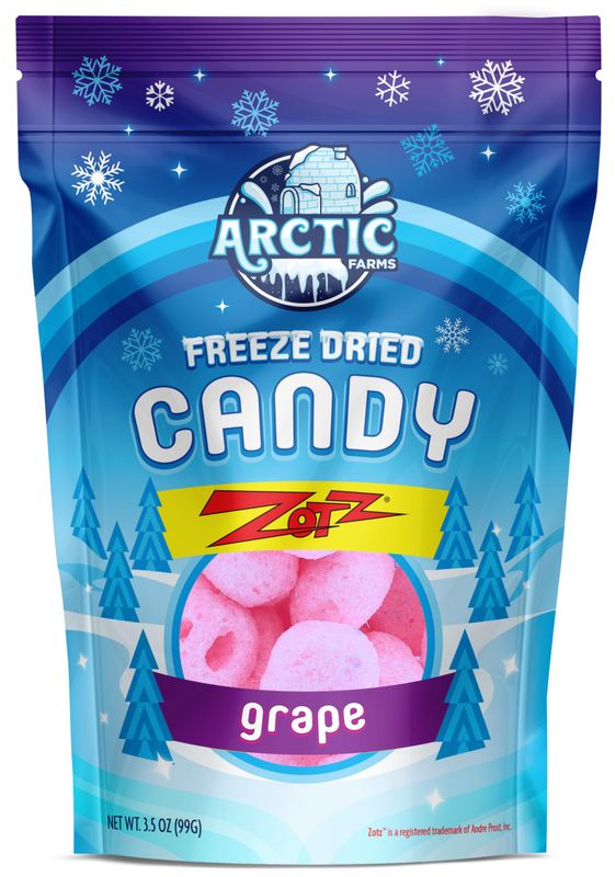 Arctic Farms Freeze Dried Candy Zotz Fizz Candies (1.75oz, Grape)