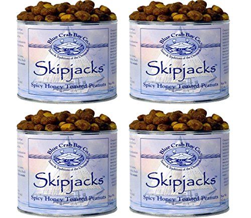 Blue Crab Bay Co. Skipjacks, Spicy Honey Roasted Peanuts, 12-Ounce Cans (Pack of 4)