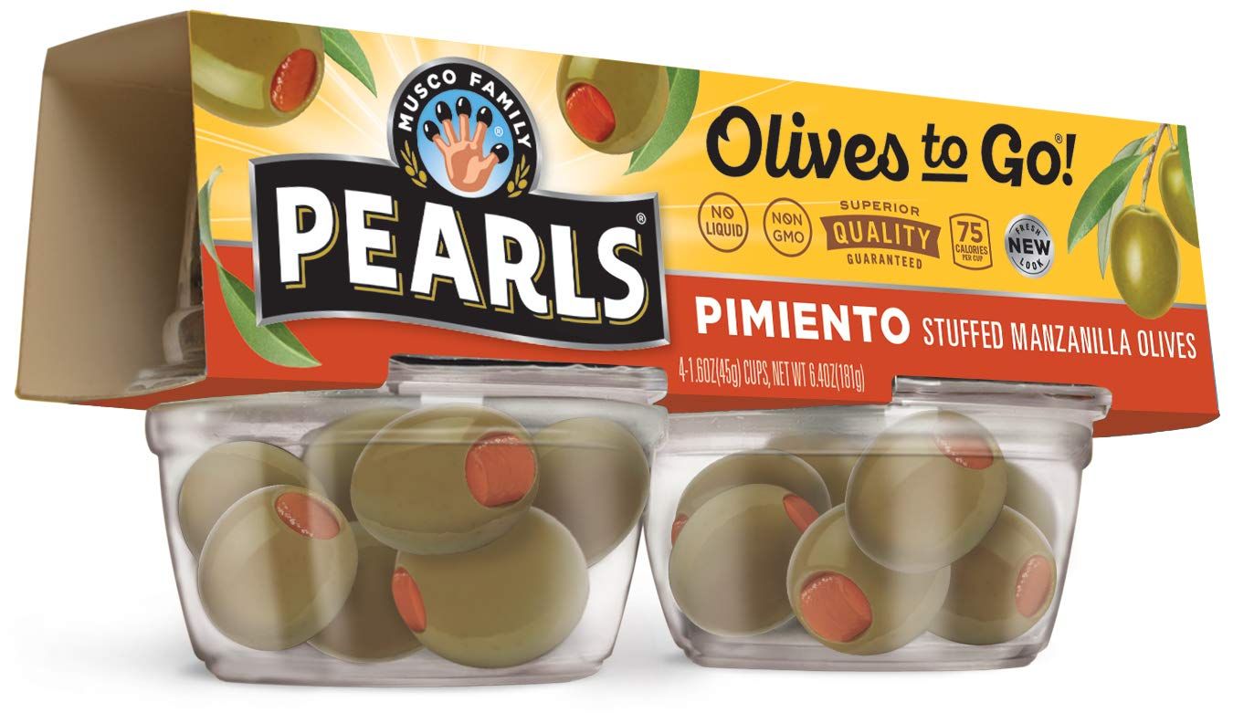 Pearls Olives To Go Stuffed Manzanilla Olives, Pack of 24, 1.6 oz Cups