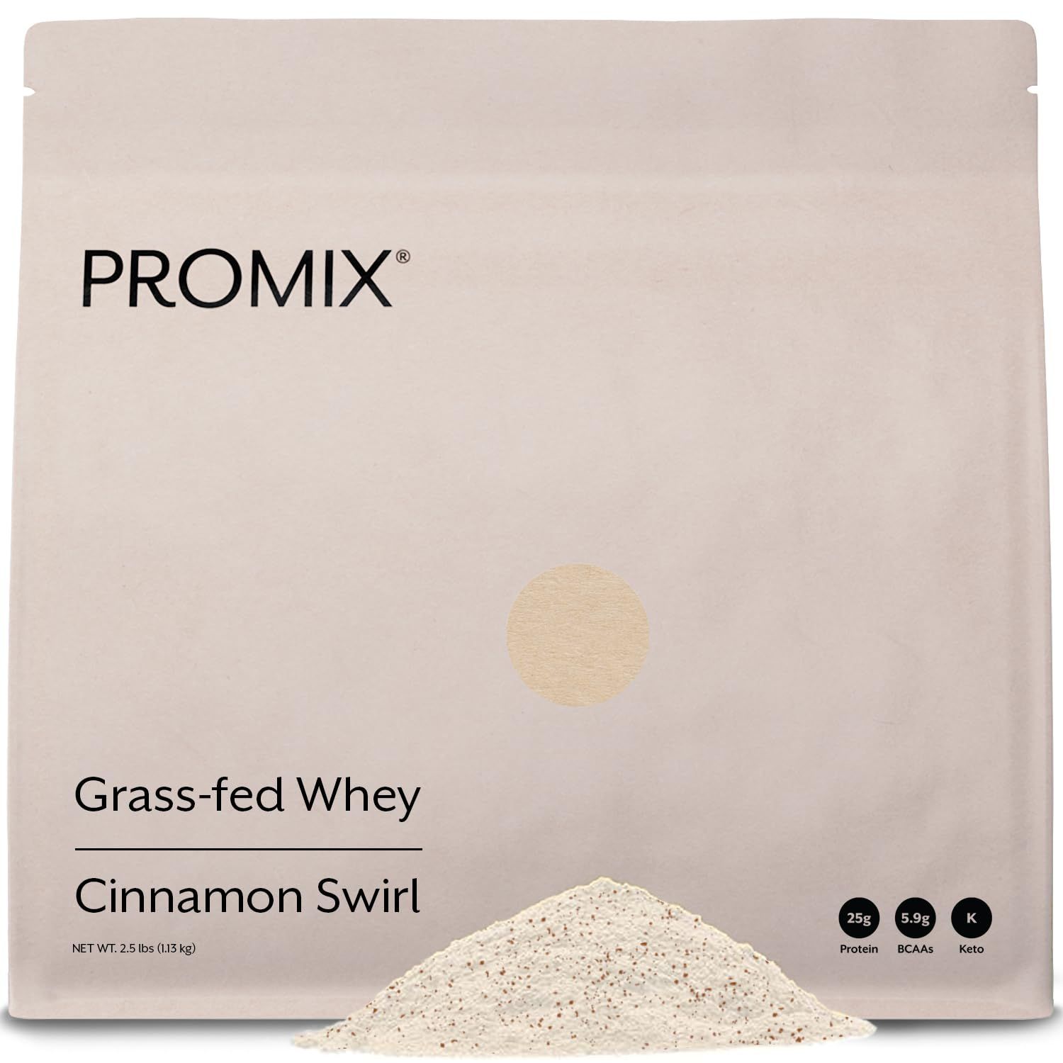 Promix Whey Protein Powder, Cinnamon Swirl - 2.5lb Bulk - Grass-Fed &amp; 100% All Natural - Post Workout Fitness &amp; Nutrition Shakes, Smoothies, Baking &amp; Cooking Recipes - Gluten-Free &amp; Keto-Friendly