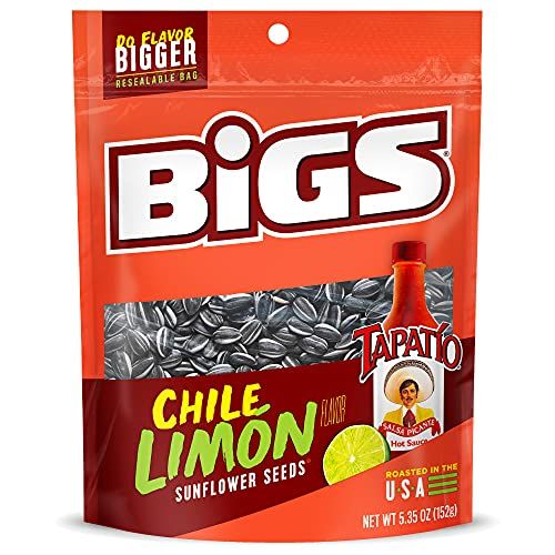 BIGS Tapato Chile Limn Sunflower Seeds, Keto Friendly Snack, 5.35-oz. Bag (Pack of 12)