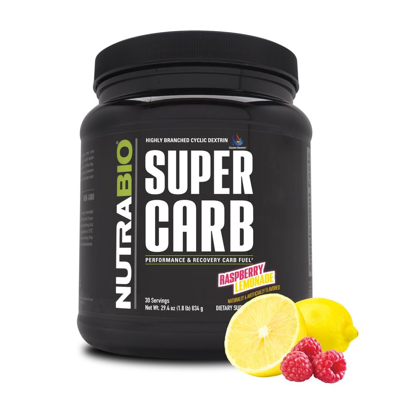 NutraBio Super Carb - Complex Carbohydrate Supplement Powder - Cluster Dextrin and Electrolytes for Performance Enhancement &amp; Muscle Recovery - Raspberry Lemonade, 30 Servings