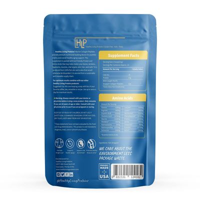 Healthy Living Proteins  Marine Collagen Peptides Type 1 &amp; 111  24g Fish Protein, Naturally Sourced Wild Fish, Non-GMO  Keto &amp; Paleo, Gluten Free, Kosher  Unflavored Powder (8 oz)