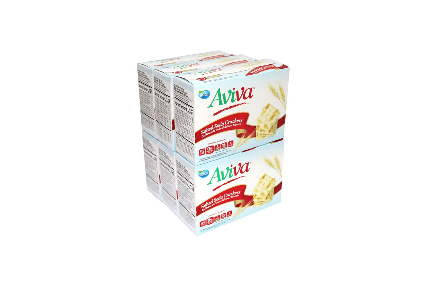 AVIVA CRACKERS  INDIVIDUALLY WRAPPED FRESH  6 PACK OF 9.6oz  TOTAL 57.24 oz (6 pack, saltine crackers)