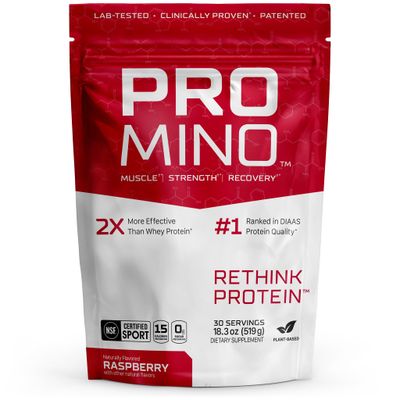 Promino, 1 Scoop  75g Whey Protein, Extra-Strength Leucine (EAA  BCAA), Muscle Recovery, NSF Certified, 100% Absorbability, GLP-1 &amp; Bariatric Support, Purest Protein w/o Calories - Rasp 30 Servings