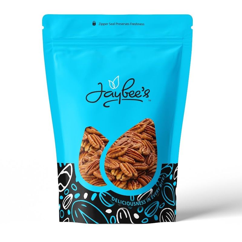 Roasted Salted Pecans 16 oz - Premium Resealable Pouch  Healthy Snack  Keto &amp; Vegan Friendly  Perfect for Baking &amp; Gifting  Jaybee&#39;s
