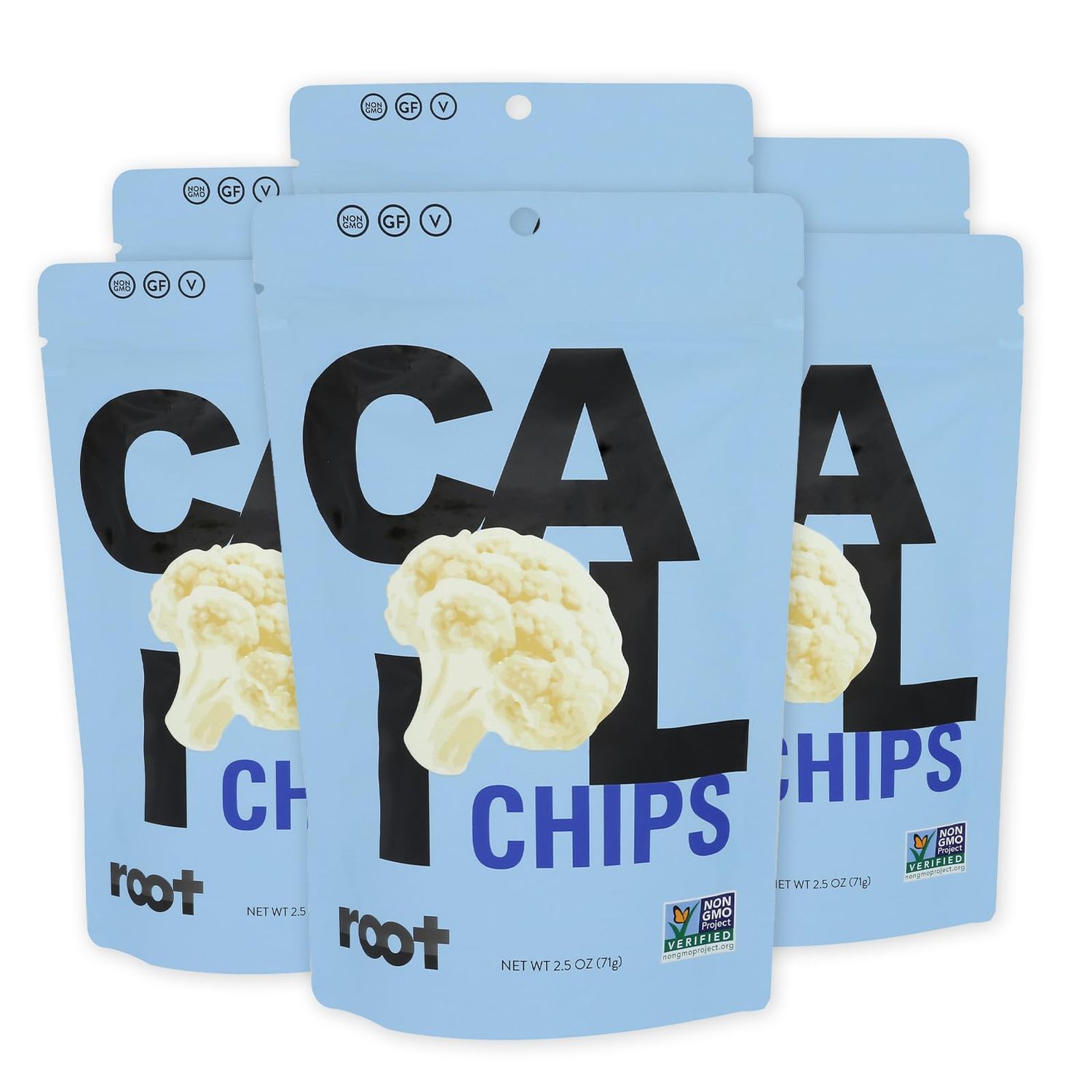 Root Foods Cauliflower Chips, Natural Veggie Snack, Non-GMO Vegetable Crisps, Good for Adults, Kids, Vegan, Gluten Free, Halal