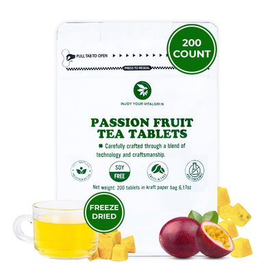 Freeze-dried Passion Fruit Cubes for Tea &amp; Snack, 200 Count, 6.17 Oz, Vitamin &amp; Fiber Support, Vacuum Sealed with Zipper Bag, Sweet &amp; Sour, No Sugar Added, No Caffeine