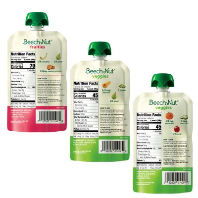 Beech-Nut Baby Food Pouches Variety Pack, NEW Farmer's Favorites Fruit &amp; Veggie Purees Variety Pack, 3.5 oz (18 Pack)