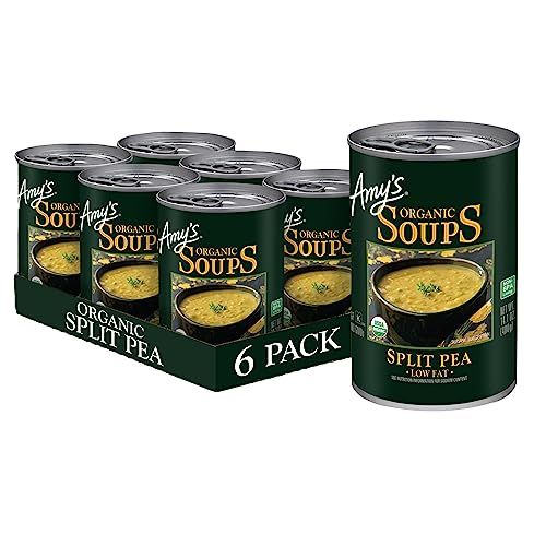 Amy&#39;s Soup, Vegan Split Pea Soup, Gluten Free, Made With Organic Split Peas and Vegetables, Canned Soup, 14.1 OZ (6 Pack)
