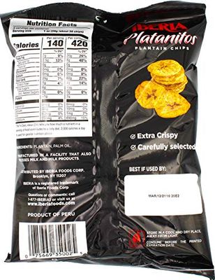 Iberia Naturally Sweet Plantain Chips, 3 oz (Pack of 24)