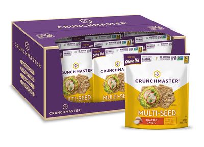 Crunchmaster Roasted Garlic Seasoned Multi Seed Cracker, Gluten Free, 4 Ounces (Pack Of 12)
