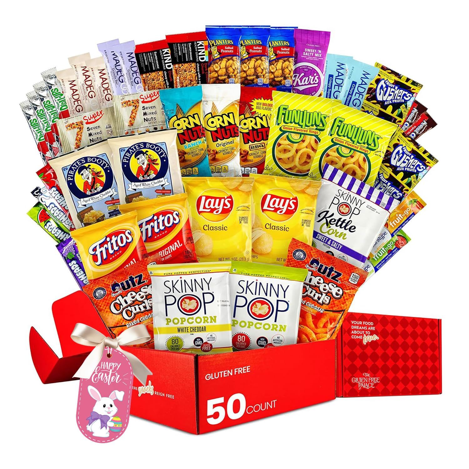 Gluten Free Palace Healthy Snack Variety Box - Gluten Free Snack Pack - Easter Gifts for Adults, College Students &amp; Corporate Gifts - Red Snack Box (50 Count)