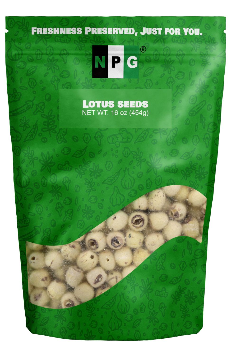 NPG Dried Lotus Seeds 16 Oz, Uncooked White Phool Makhana, Fox Nut, Perfect for Lotus Seed Sweet Dessert Soup, Paste, and Porridge, Good for Gut Health