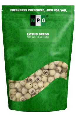 NPG Dried Lotus Seeds 16 Oz, Uncooked White Phool Makhana, Fox Nut, Perfect for Lotus Seed Sweet Dessert Soup, Paste, and Porridge, Good for Gut Health