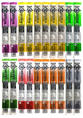 Western&#39;s Smokehouse Meat Sticks Variety Pack of 20 - 8 Flavors of Pork and Beef Jerky Sticks - Gluten-Free, MSG-Free, Soy-Free, No Nitrates, Meat Sticks Individually Wrapped,
