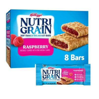 Nutri-Grain Soft Baked Breakfast Bars, Kids Snacks, Whole Grain, Raspberry, 10.4oz Box (8 Bars)
