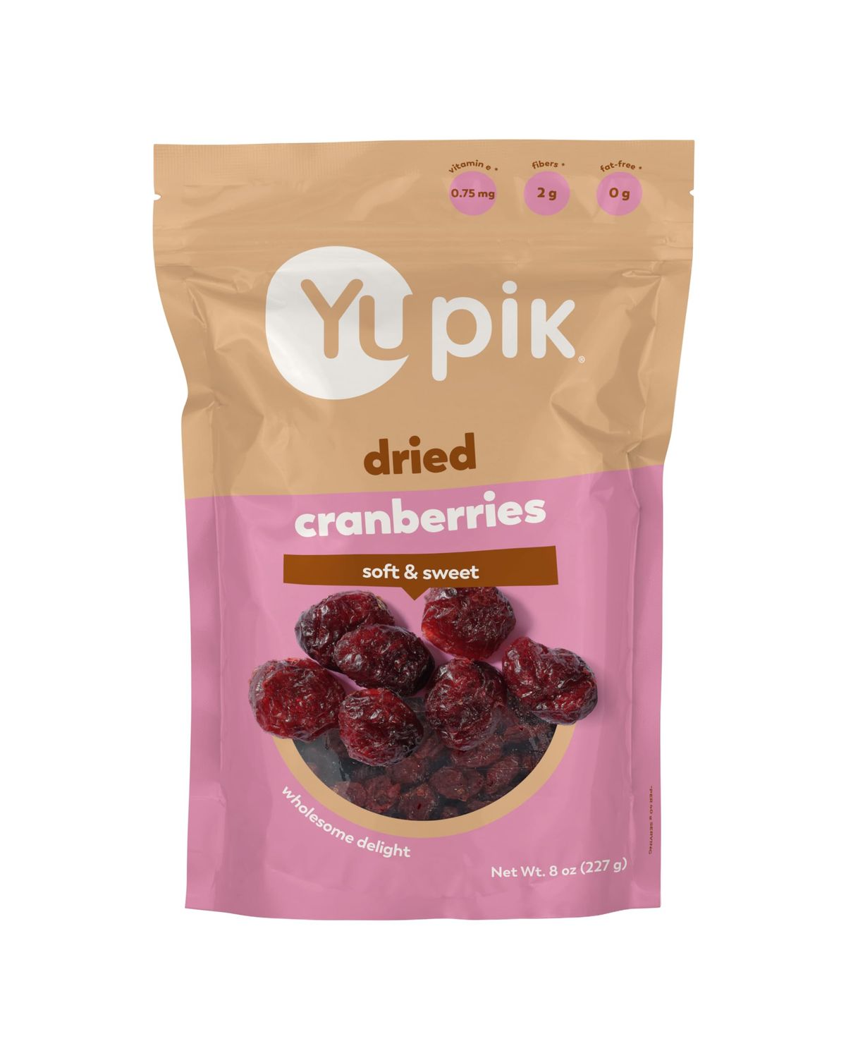 Yupik Dried Cranberries, 8 Oz, Gluten-Free, Kosher, Dried Fruits, Whole Cranberries, Lightly Sweetened, Healthy Snacks