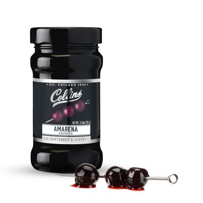 Collins Amarena Cherries Premium Cocktail Garnish for Cocktails, Old Fashioned Mixes, Italian Cherries Sweet Tart Sour Cherry Jar 13.5oz