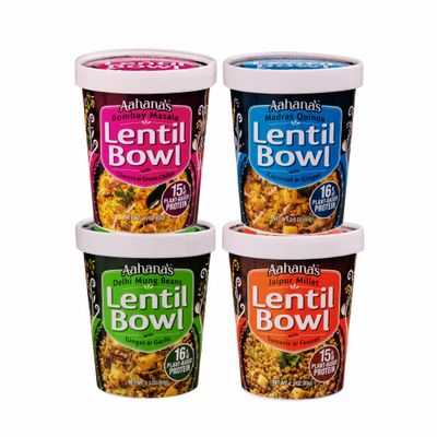 Aahana&#39;s Lentil &amp; Rice Protein Bowl (Kitchari) Prepared Meals- Ready to Eat Meals  Vegan, Gluten-Free, Plant-Based Food  High Protein  Just Add Water Meals - Indian Food- 4 Pack