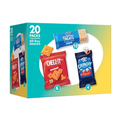 Kellogg&#39;s Cheez-It, Pop-Tarts &amp; Rice Krispies Treats All-Day Snacks Variety Pack, 17.6oz Box (20 Count)