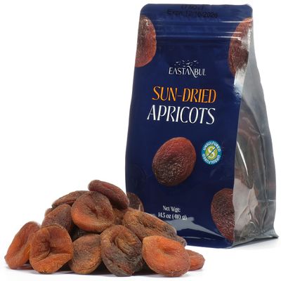 Eastanbul Sun Dried Apricots, 14.5oz, Premium Dried Apricots No Sugar Added, Naturally Dry Fruit Snacks, Turkish Fruits Moist &amp; Plump, Whole, No Pits, Healthy, Gluten Free, Sulfur Free, Vegan, Non GMO