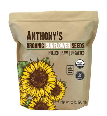 Anthony&#39;s Organic Hulled Sunflower Seeds, 2 lb, Raw, Unsalted, Batch Tested and Gluten Free, Keto Friendly